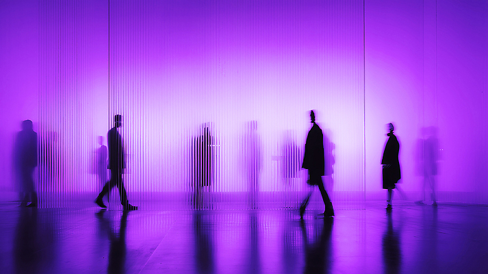 JPG 편집이미지 실루엣 조명 실내 대화 사람 걷기 보라색 공간 방향 속도 구분 영감 몽환 이미지편집 AI컴퓨터그래픽 AI콘텐츠 컬러 컨셉 모션 촬영기법 말하기 내부 파일형식