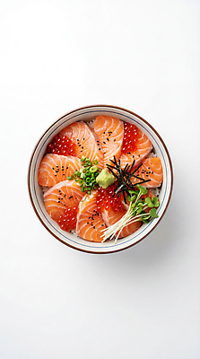 JPG 편집이미지 그릇 음식 식탁 어류 요리 식사 회 고명 맛 고추냉이 덮밥 연어 파 맛집 연어덮밥 편집실사 AI포토 AI콘텐츠 식기 컨셉 채소 탁자 수중동물 양념 CG 파일형식