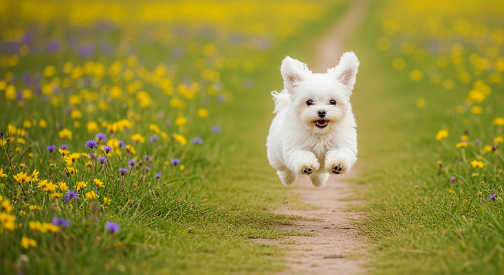 JPG 편집이미지 꽃 행복 반려견 길 여유 컬러 포즈 자연 하늘 풍경 초원 달리기 산책 강아지 편집실사 AI컴퓨터그래픽 AI콘텐츠 식물 감정 모션 휴식 반려동물 개 CG 생태계 파일형식