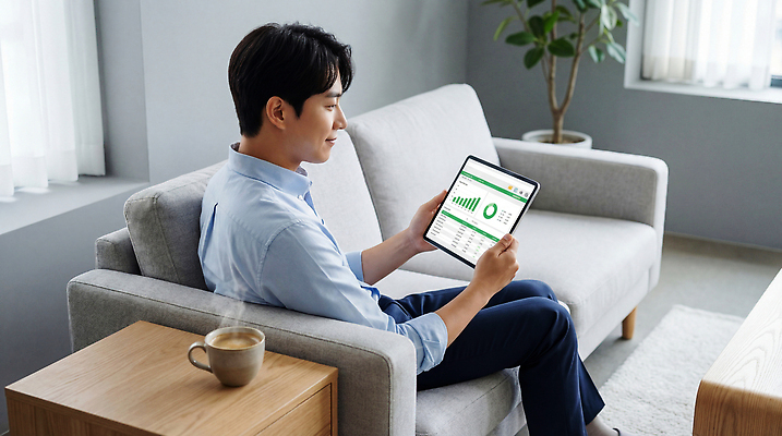 JPG 식물 편집이미지 남자 커피 소파 태블릿 사무실 디지털 자료 방 작업 스마트 집중 확인 자산관리 가계부 의료성형뷰티 편집실사 AI인물포토 AI콘텐츠 음료 컨셉 의자 비즈니스 사람 경제 전자제품 스마트기기 CG 파일형식 AI포토