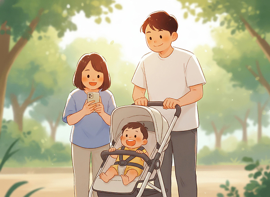 PSD 나무 공원 행복 어린이 일러스트 가족 모션 자연 웃음 여름 스마트폰 부모 산책 아기 놀이터 그늘 외출 유모차 일과 국내일러스트 식물 계절 공공시설 감정 관계 놀이 휴식 표정 사람 핸드폰 스마트기기 아기용품 생태계 파일형식