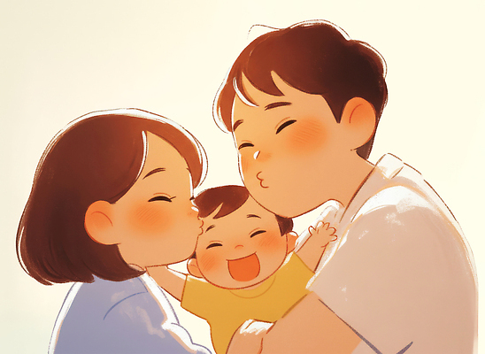 PSD 행복 얼굴 어린이 일러스트 가족 모션 포옹 함께함 사랑 웃음 부모 기쁨 만남 표현 아기 장면 순간 국내일러스트 감정 컨셉 관계 안기 표정 사람 신체부위 파일형식