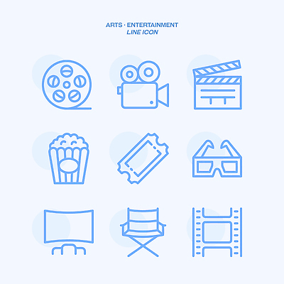 아이콘 직업 안경 가구 회사 문화예술 전자제품 파일형식 벡터 영화 디자인 그래픽 필름 카메라 팝콘 티켓 3D안경 스크린 의자 감독 영상 기획사 그림 2D아이콘 AI파일