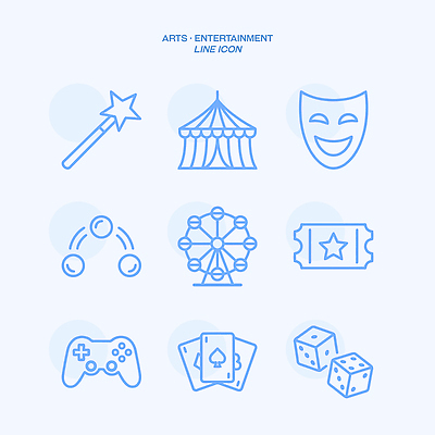 아이콘 디자인 문화 놀이 공연 게임 서커스 즐거움 주사위 그림 마법 기획사 2D아이콘 AI파일 감정 회사 이벤트 파일형식 벡터