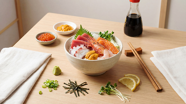 JPG 편집이미지 재료 밥 어류 요리 식사 초밥 신선 저녁 고추냉이 레몬 해산물 덮밥 간장 점심 일본음식 카이센동 편집실사 AI포토 AI콘텐츠 음식 과일 수중동물 양념 야간 CG 파일형식