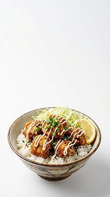 JPG 편집이미지 음식 식재료 밥 요리 주방 식사 치킨 저녁 레몬 양배추 점심 밥그릇 마요네즈 카라아게 편집실사 AI포토 AI콘텐츠 가라아게동 그릇 채소 과일 튀김 소스_음식 야간 CG 덮밥 닭고기요리 일본음식 파일형식