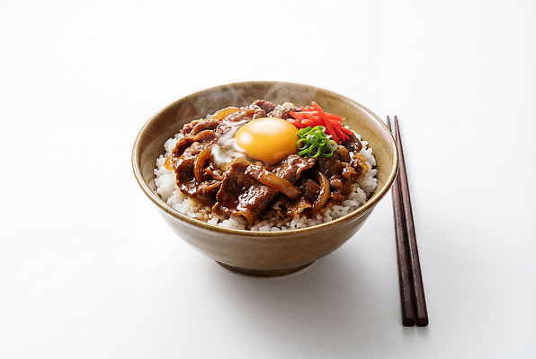 JPG 편집이미지 그릇 젓가락 고추 밥 육류 요리 계란 식사 소고기 양념 맛 아침식사 점심식사 규동 간편조리식품 편집실사 AI포토 AI콘텐츠 식기 음식 컨셉 채소 식재료 수저 알 CG 덮밥 일본음식 파일형식