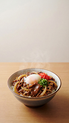 JPG 편집이미지 음식 고추 탁자 밥 양파 따뜻함 육류 요리 계란 소고기 덮밥 규동 일본음식 편집실사 AI포토 AI콘텐츠 가구 채소 식재료 알 CG 파일형식