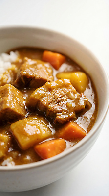 JPG 편집이미지 그릇 음식 채소 재료 탁자 밥 조명 육류 요리 식사 맛 레시피 카레 편집실사 AI포토 AI콘텐츠 카레동 식기 가구 컨셉 식재료 CG 덮밥 일본음식 파일형식