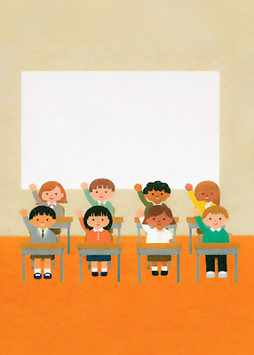 JPG 학생 교육 어린이 컬러 일러스트 교과목 교실 모션 수업 친구 학습 손들기 교사 칠판 그룹 질문 참여 학급 국내일러스트 AI일러스트 AI콘텐츠 직업 학교 관계 사람 파일형식