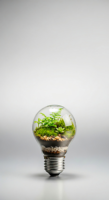 JPG 식물 편집이미지 디자인 화분 전구 자연 생명 조명 아이디어 실내 장식 초록색 환경 흙 성장 창의성 이미지편집 AI컴퓨터그래픽 AI콘텐츠 컬러 컨셉 내부 생태계 파일형식