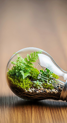 JPG 식물 편집이미지 전구 자연 생명 조명 이끼 장식 초록색 환경 흙 재활용 이미지편집 AI컴퓨터그래픽 AI콘텐츠 컬러 친환경 생태계 파일형식