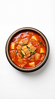 JPG 편집이미지 전통 그릇 한식 음식 채소 재료 식탁 육류 요리 식사 뜨거움 맛 찌개 국물 김치찌개 돼지고기김치찌개 편집실사 AI포토 AI콘텐츠 식기 컨셉 식재료 탁자 CG 파일형식