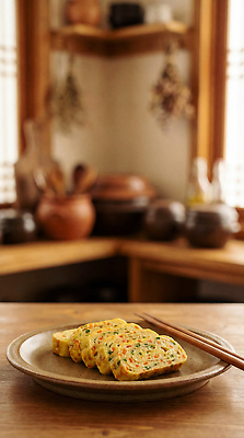 JPG 편집이미지 그릇 한식 음식 재료 식탁 주방용품 한국 수저 요리 주방 계란말이 나무젓가락 편집실사 AI포토 AI콘텐츠 식기 아시아 생활용품 젓가락 탁자 계란요리 CG 파일형식