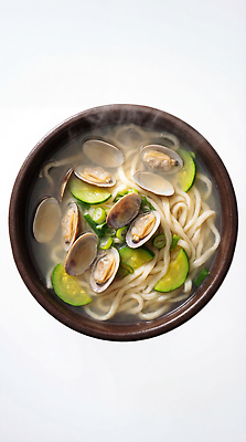 JPG 편집이미지 그릇 음식 재료 조개 따뜻함 요리 식사 면류 맛 김 해산물 국물 애호박 칼국수 바지락 바지락칼국수 편집실사 AI포토 AI콘텐츠 식기 한식 컨셉 호박 어패류 해조류 CG 국수 파일형식