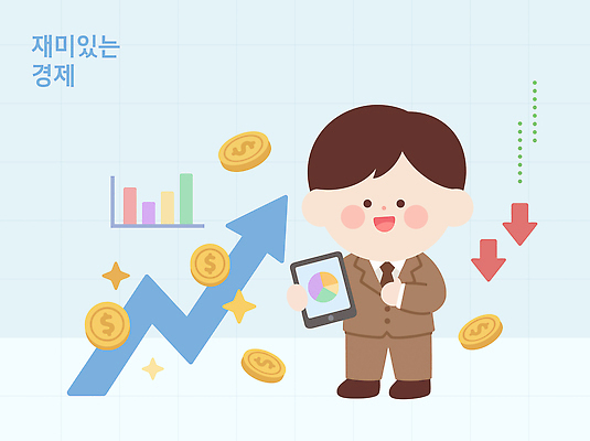 캐릭터 남자 일러스트 비즈니스 통계 성공 그래프 금융 경제 태블릿 동전 자료 시장 하락 기회 투자 상승 서류판 재정 국내일러스트 AI파일 컨셉 돈 사람 전자제품 스마트기기 사무용품 파일형식 벡터