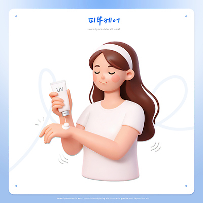 PSD 편집이미지 여자 포즈 건강 관리 화장 뷰티 보호 피부 크림 피부관리 준비 팔 자외선 피부과 편집3D 컨셉 병원 사람 신체부위 3D 파일형식