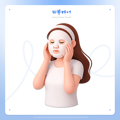 PSD 편집이미지 여자 얼굴 휴식 실내 관리 마스크 뷰티 헬스 화장품 주름 피부 피부관리 스킨케어 수분_꽃가루 편집3D 컨셉 사람 내부 신체부위 운동 3D 파일형식