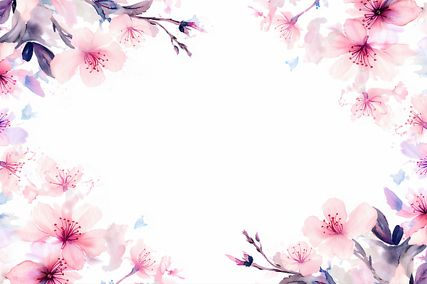 JPG 디자인 꽃 예술 분홍색 백그라운드 일러스트 자연 수채화 프레임 그래픽 장식 보라색 봄 그림 서식 문서 초대장 인쇄물 국내일러스트 AI일러스트 AI콘텐츠 식물 계절 컬러 카드_감사 생태계 파일형식
