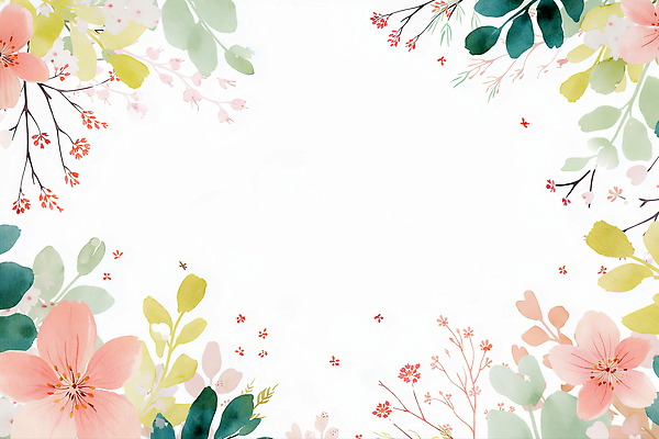 JPG 식물 디자인 꽃 화초 예술 컬러 백그라운드 잎 일러스트 자연 수채화 프레임 풍경 장식 봄 포근함 경계 화사함 뷰티풀 국내일러스트 AI일러스트 AI콘텐츠 계절 컨셉 감각 생태계 파일형식