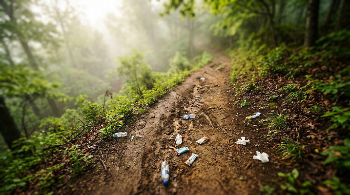 JPG 나무 편집이미지 길 자연 아침 비닐봉투 환경 안개 오염 쓰레기 숲 플라스틱 물병 산길 편집실사 AI컴퓨터그래픽 AI콘텐츠 주간 식물 재질 날씨 봉투 물통 CG 생태계 파일형식
