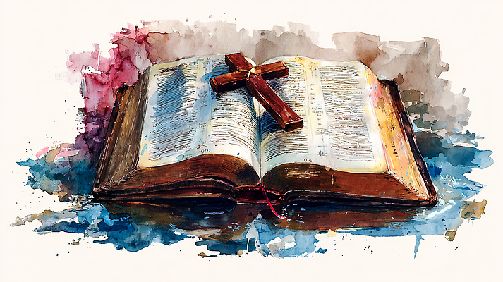 JPG 나무 기독교 종교 종이 예술 컬러 백그라운드 십자가 일러스트 텍스트 탁자 성경 물감 그림 문서 예배 국내일러스트 AI일러스트 AI콘텐츠 식물 가구 종교용품 미술도구 파일형식