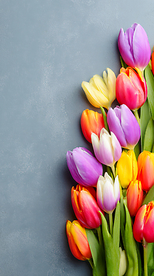 JPG 식물 편집이미지 꽃 분홍색 꽃다발 백그라운드 자연 장식 인테리어 노란색 정원 보라색 회색 튤립 밝은색 생화 편집실사 AI포토 AI콘텐츠 디자인 컬러 CG 생태계 파일형식