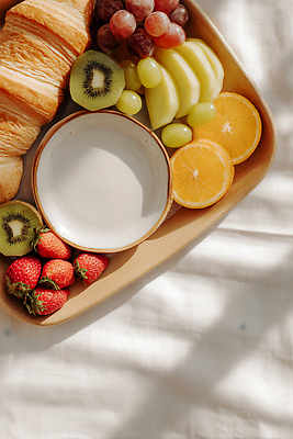 JPG 편집이미지 과일 딸기 포도 아침 디저트 건강 키위 요리 식사 사과 크루아상 브런치 나무쟁반 편집실사 AI포토 AI콘텐츠 주간 음식 빵 쟁반 목재 CG 파일형식