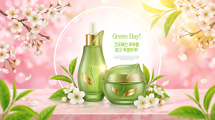 PSD 편집이미지 디자인 꽃 분홍색 자연 탁자 뷰티 화장품 상품 알림 피부관리 스킨케어 마케팅 만개 에센스 이미지편집 식물 컬러 가구 생태계 파일형식