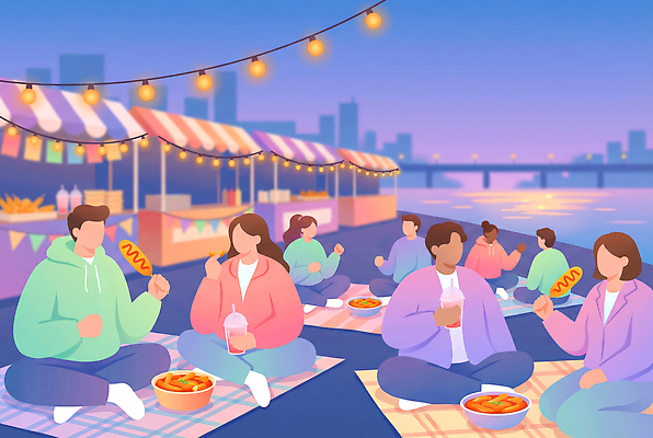 JPG 음료 음식 야경 일러스트 디저트 대화 웃음 사람 야외 친구 파티 바구니 노을 모임 도시 시장 저녁 즐거움 한강 핫도그 야시장 Picnic 국내일러스트 AI일러스트 AI콘텐츠 자연요소 감정 관계 서울 패스트푸드 표정 말하기 이벤트 야간 랜드마크 파일형식 풍경_경치