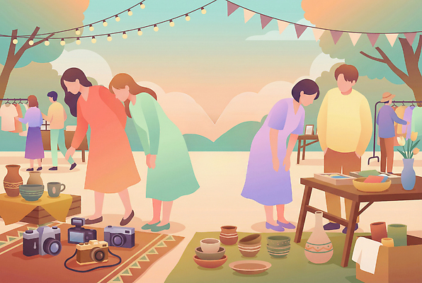 JPG 백그라운드 일러스트 모션 자연 조명 대화 이벤트 여러명 판매 카메라 봄 만남 도자기 시장 구매 즐거움 오브젝트 주말 공동체 나무탁자 벚꽃축제 플리마켓 국내일러스트 AI일러스트 AI콘텐츠 계절 감정 다수 컨셉 탁자 말하기 사람 전자제품 쇼핑 축제 벚꽃 생태계 꽃축제 파일형식