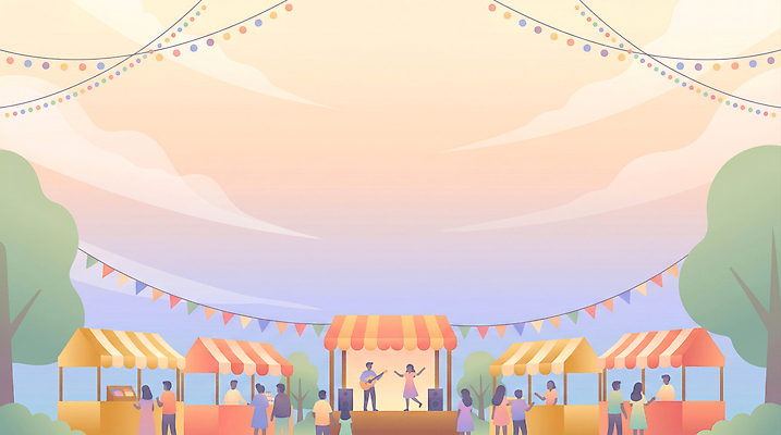 JPG 음악 음식 컬러 일러스트 모션 함께함 웃음 사람 풍경 여러명 친구 파티 축제 봄 공연 무대 군중 상품 저녁 부스 벚꽃축제 국내일러스트 AI일러스트 AI콘텐츠 계절 다수 컨셉 관계 문화예술 표정 이벤트 벚꽃 야간 꽃축제 파일형식