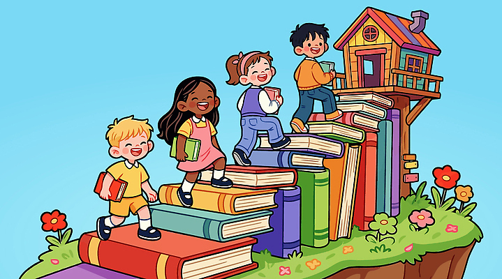 꽃 어린이 컬러 일러스트 모션 자연 놀이 하늘 주택 풍경 책 친구 독서 계단 꿈 도전 즐거움 오르기 상상력 창의성 국내일러스트 AI파일 식물 감정 관계 사람 건물 생태계 파일형식 벡터