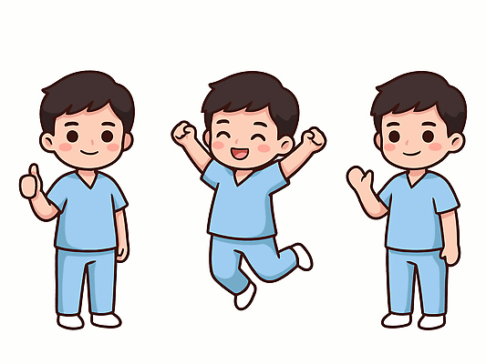 직업 손 남자 행복 감정 어린이 일러스트 모션 미소 웃음 달리기 기쁨 간호사 의사 표현 즐거움 하이파이브 긍정적 도우미 국내일러스트 AI파일 표정 사람 손짓 신체부위 의료진 파일형식 벡터
