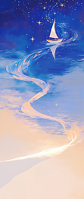 JPG 별 물결 예술 바다 컬러 일러스트 자연 하늘 바람 물 파란색 빛 강 공간 꿈 흐름 배 신비 그림 장면 수평선 국내일러스트 AI일러스트 AI콘텐츠 자연요소 컨셉 과일 날씨 생태계 파일형식