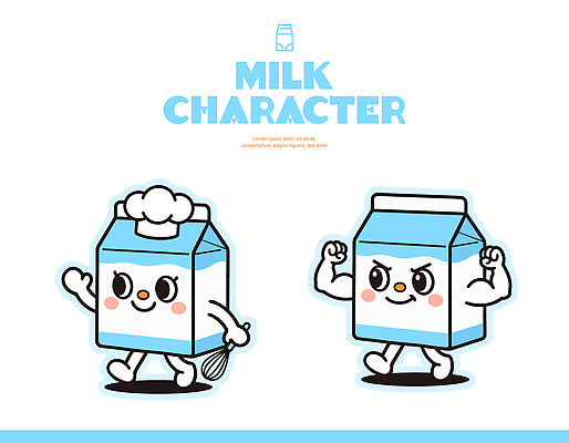 캐릭터 디자인 컬러 일러스트 모션 유제품 아이디어 요리 귀여움 주방 힘 우유 표현 즐거움 주걱 상상력 특징 일러캐릭터 AI파일 감정 컨셉 주방용품 파일형식 벡터