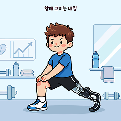 일러스트 모션 청소년 운동선수 건강 운동복 운동 헬스 스트레칭 운동장 도구 목표 장애인 물병 연습 시설 의족 자기계발 재활 국내일러스트 AI파일 옷 스포츠 컨셉 스포츠시설 사람 치료 공간 물통 장애 파일형식 벡터