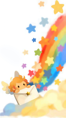 JPG 캐릭터 별 어린이 컬러 무지개 일러스트 상상 하늘 편지봉투 천사 꿈 표현 소식 편지 즐거움 장면 창의력 환상 국내일러스트 AI일러스트 AI콘텐츠 자연요소 감정 컨셉 봉투 사람 파일형식