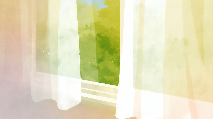 JPG 나무 일러스트 창문 자연 아침 휴식 실내 따뜻함 밝음 초록색 여름 파란색 빛 햇빛 방 커튼 창가 일과 소음 오후 국내일러스트 AI일러스트 AI콘텐츠 주간 식물 계절 컬러 컨셉 내부 태양 소리 생태계 파일형식