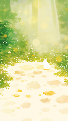 JPG 나무 동물 꽃 길 잎 일러스트 자연 하늘 빛 햇빛 평화 환경 소리 산책 들꽃 토끼 숲 목가 국내일러스트 AI일러스트 AI콘텐츠 식물 컨셉 포유류 휴식 반려동물 태양 생태계 파일형식