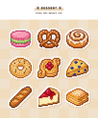 디자인 음식 일러스트 디저트 과자 케이크 초콜릿 식사 빵집 도넛 달콤 크루아상 그림 마카롱 롤케이크 과일파이 픽셀 브레첼 간편조리식품 국내일러스트 AI파일 빵 상점 맛 파이_빵 파일형식 벡터