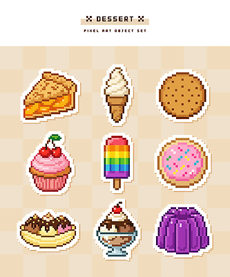 디자인 예술 음식 컬러 일러스트 표시 아이스크림 디저트 그래픽 쿠키 과자 도넛 컵케이크 음식아이콘 먹거리 창작 픽셀 국내일러스트 AI파일 아이콘 케이크 파일형식 벡터