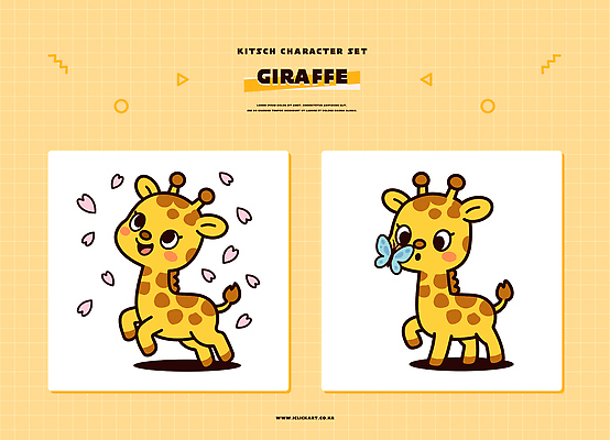 모양 동물 캐릭터 디자인 꽃잎 어린이 컬러 나비 일러스트 모션 세트 귀여움 표현 기린 즐거움 그림 키치 일러캐릭터 AI파일 꽃 감정 곤충 컨셉 포유류 사람 파일형식 벡터