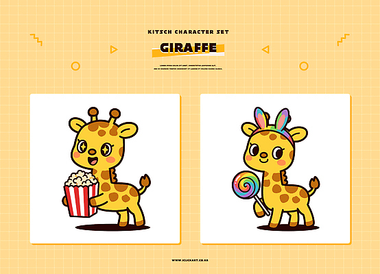 동물 캐릭터 디자인 어린이 일러스트 놀이 디저트 사탕 웃음 노란색 귀여움 표현 기린 즐거움 팝콘 일러캐릭터 AI파일 감정 음식 컬러 컨셉 포유류 표정 사람 파일형식 벡터