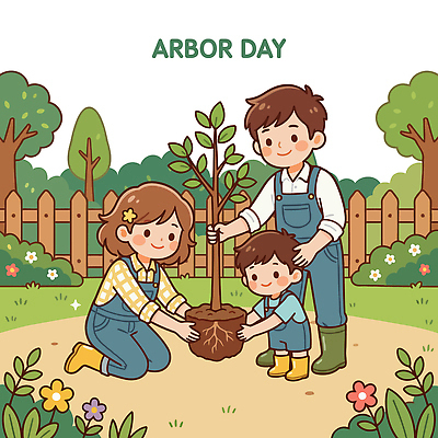 나무 식물 어린이 일러스트 가족 모션 자연 씨앗 이벤트 여름 부모 환경 정원 흙 젖음 보호 식목일 나무심기 일요일 심기 국내일러스트 AI파일 계절 기념일 컨셉 관계 사람 생태계 요일 파일형식 벡터