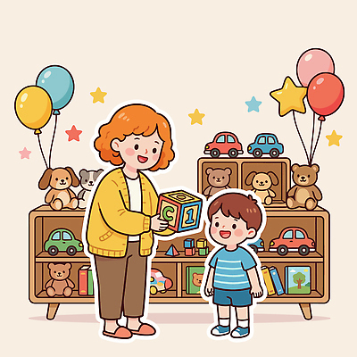 교육 어린이 컬러 일러스트 가족 상상 자동차 놀이 엄마 웃음 책 장난감 블록 놀이방 어린이날 즐거움 서랍장 풍선 동물인형 국내일러스트 AI파일 기념일 감정 인형 육상교통 가구 관계 표정 사람 파일형식 벡터