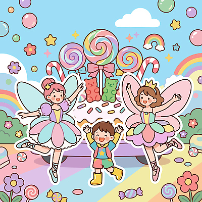 캐릭터 꽃 어린이 컬러 백그라운드 무지개 일러스트 모션 놀이 요정 사탕 풍경 그래픽 장식 달콤 어린이날 즐거움 파스텔 국내일러스트 AI파일 자연요소 식물 기념일 감정 학용품 디저트 사람 맛 파일형식 벡터