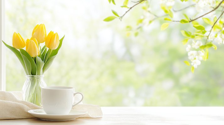 JPG 식물 편집이미지 커피 잎 창문 자연 탁자 주택 장식 컵 초록색 인테리어 햇빛 꽃병 봄 튤립 편집실사 AI컴퓨터그래픽 AI콘텐츠 식기 디자인 계절 꽃 음료 컬러 가구 건물 태양 CG 생태계 파일형식