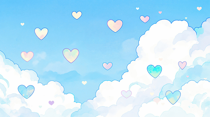 JPG 구름 감정 컬러 백그라운드 일러스트 자연 하늘 형상 사랑 풍경 장식 파란색 흰색 하트 그림 뷰티풀 국내일러스트 AI일러스트 AI콘텐츠 자연요소 모양 생태계 파일형식