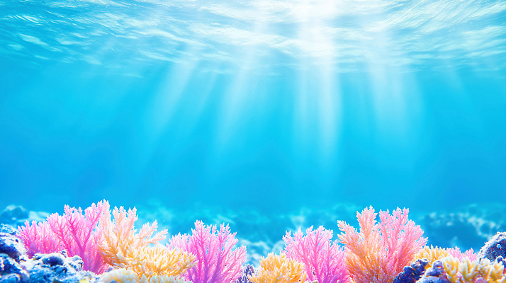 JPG 편집이미지 바다 컬러 생물 햇빛 환경 바닷속 수중 수중식물 산호 산호초 청록색 이미지편집 AI컴퓨터그래픽 AI콘텐츠 식물 태양 자포동물 파일형식